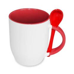 JS-Coating mug with spoon red Sublimation Thermal Transfer