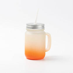 Mug Mason Jar 350 ml esmerilado sin asa para sublimación - naranja
