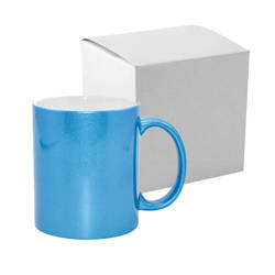 Taza Metalic 330 ml Azul con caja de cartón Sublimación Transfert Thermique