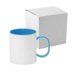 Taza de plástico 330 ml FUNNY azul con caja Sublimación Transferencia Térmica