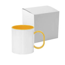 Taza de plástico FUNNY 330 ml amarilla con caja Sublimación Transferencia Térmica