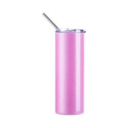 Una taza de 600 ml con una pajita para sublimación: cambia de color bajo la influencia de los rayos UV de blanco a rosa.