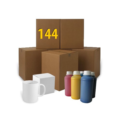 144 piezas de Tazas Blancas A + con Caja + 100ml Tinta Pinting Transferencia Térmica por Sublimación GRATIS