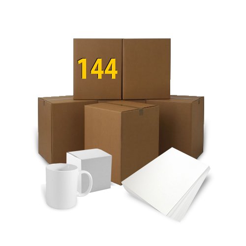 144 pzs tazas blancas 300 ml A + con cajas + resma papel de sublimación A4 Sublimación Transferencia Térmica