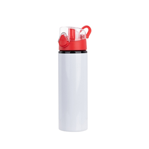 Botella de agua de metal para sublimación de 750 ml - blanca con cierre rojo