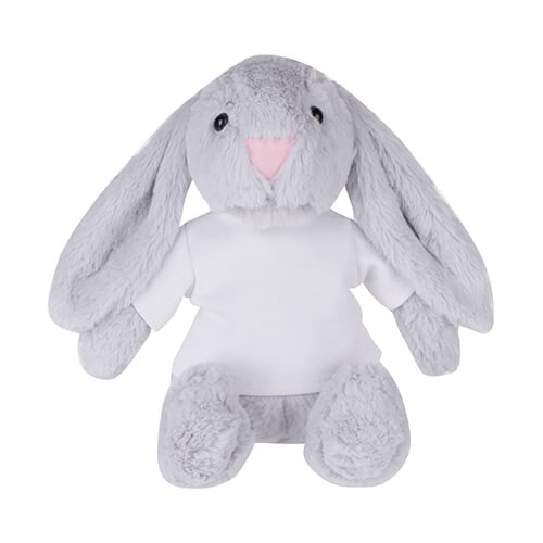 Conejo de peluche de 22 cm con camiseta para impresión por sublimación - gris claro