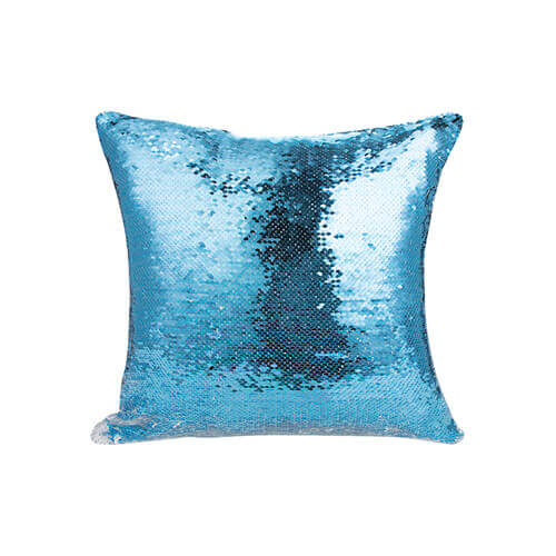 Funda de almohada de 40 x 40 cm con lentejuelas bicolor para impresión por sublimación - azul claro