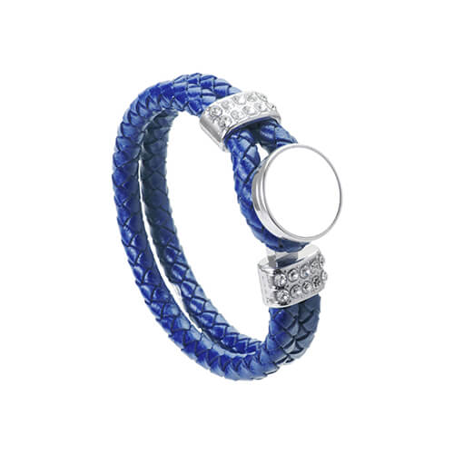 Pulsera de cuero trenzado con anilla - Sublimación Royal Blue