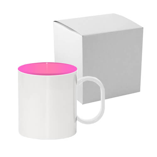 Taza de plástico 330 ml con interior rosa con caja Sublimación Transferencia Térmica