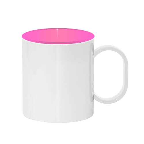 Taza de plástico 330 ml con transferencia térmica por sublimación interior rosa