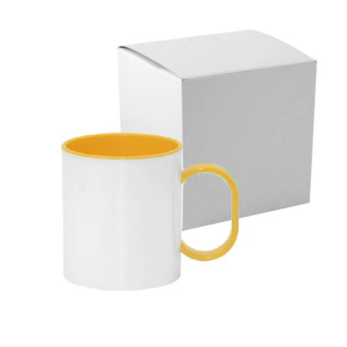 Taza de plástico FUNNY 330 ml amarilla con caja Sublimación Transferencia Térmica