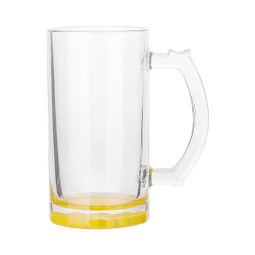 Taza de vidrio para sublimación, fondo amarillo 470 ml