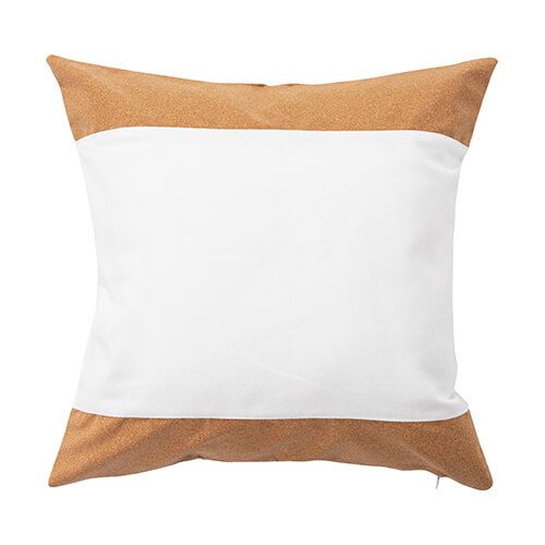 Una funda de almohada de lino con dos rayas de corcho para sublimación